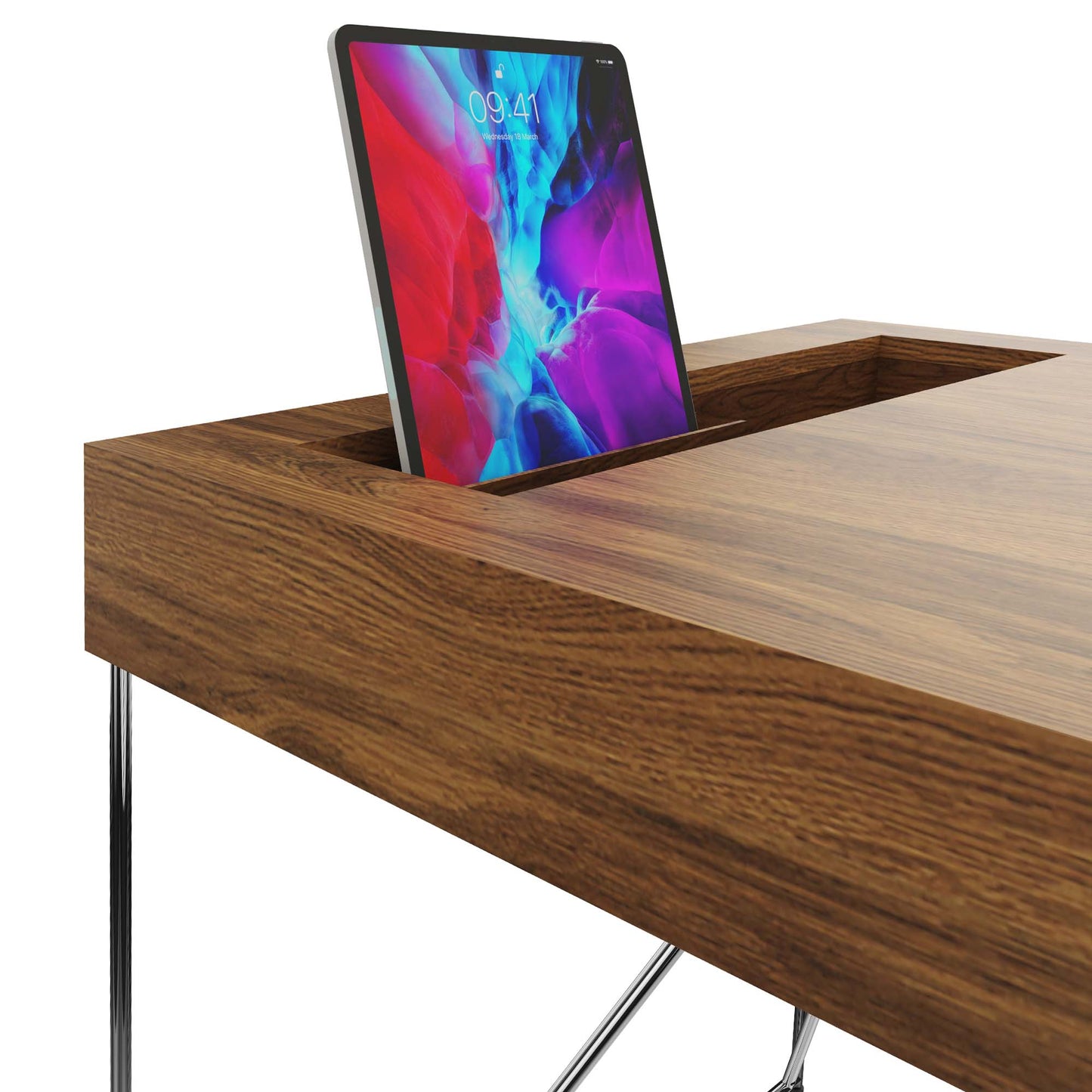 AIR Chefschreibtisch | 2200 x 800 mm, integrierte Schubladen, Nussbaum Furnier
