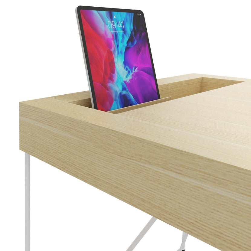 AIR executive desk | 2200 x 800 mm, integrated drawers, ash veneer