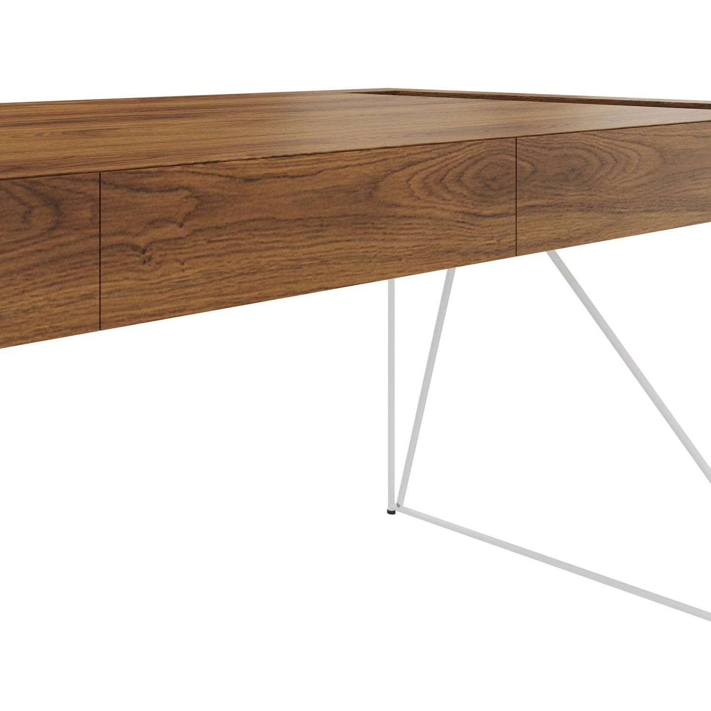 AIR Chefschreibtisch | 2200 x 800 mm, integrierte Schubladen, Nussbaum Furnier