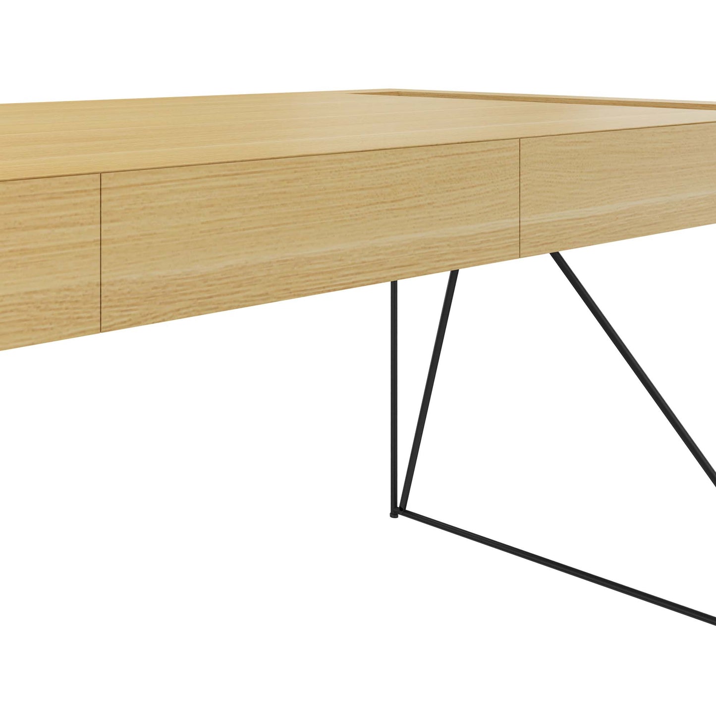 Bureau exécutif AIR | 2200 x 800 mm, tiroirs intégrés, placage chêne