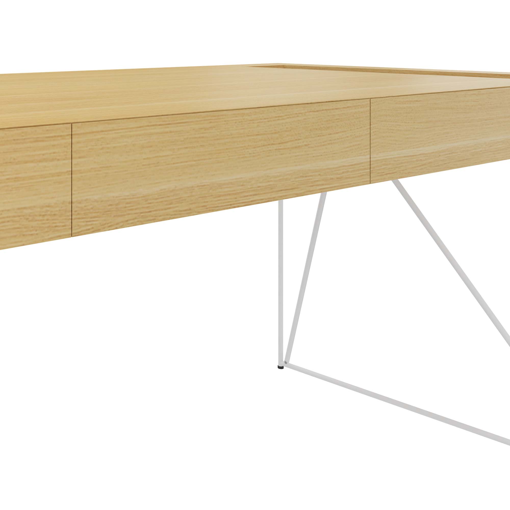 AIR executive desk | 2200 x 800 mm, integrated drawers, oak veneer