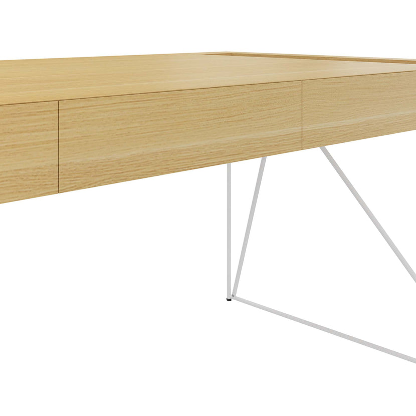 AIR executive desk | 2200 x 800 mm, integrated drawers, oak veneer