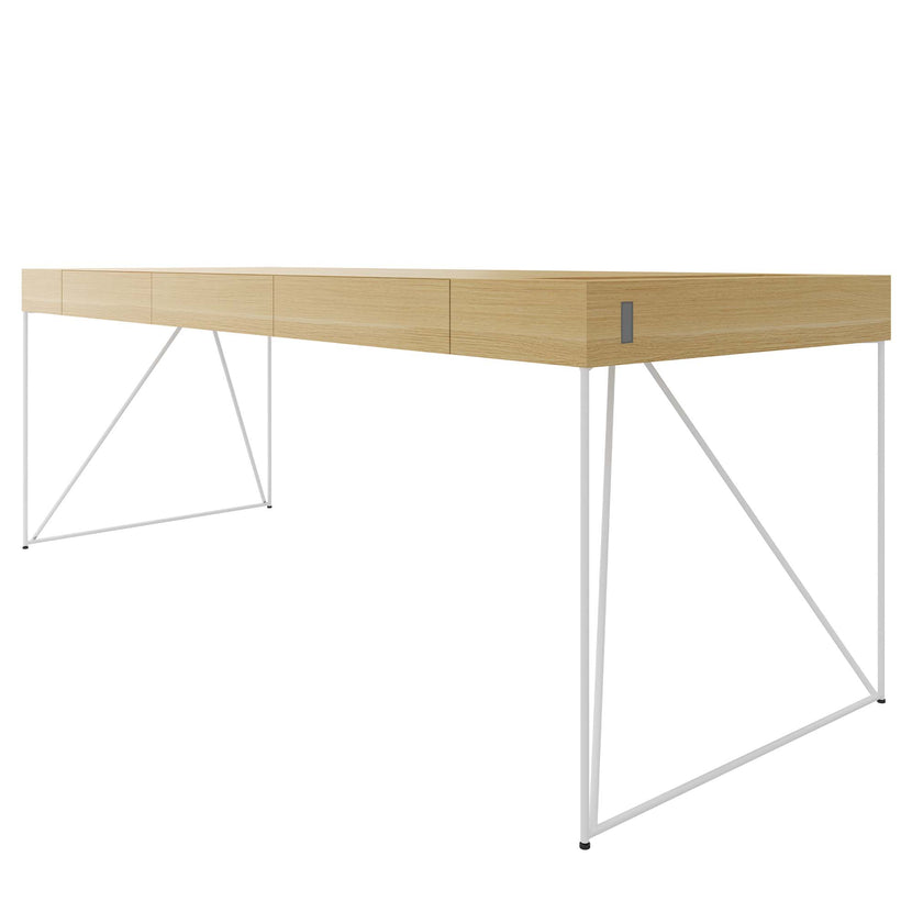 AIR executive desk | 2200 x 800 mm, integrated drawers, oak veneer