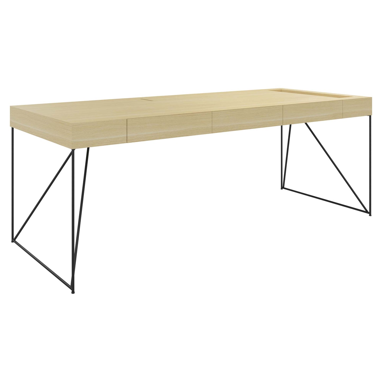 AIR executive desk | 2200 x 800 mm, integrated drawers, ash veneer