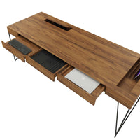 AIR Chefschreibtisch | 2200 x 800 mm, integrierte Schubladen, Nussbaum Furnier