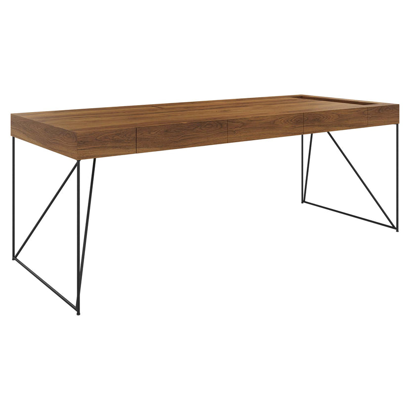 AIR Chefschreibtisch | 2200 x 800 mm, integrierte Schubladen, Nussbaum Furnier