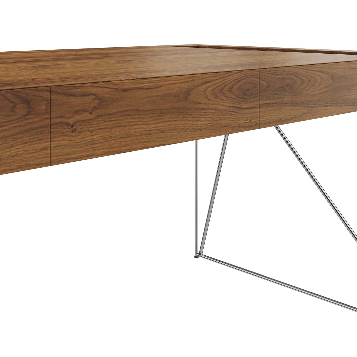 AIR executive desk | 2200 x 800 mm, integrated drawers, walnut veneer