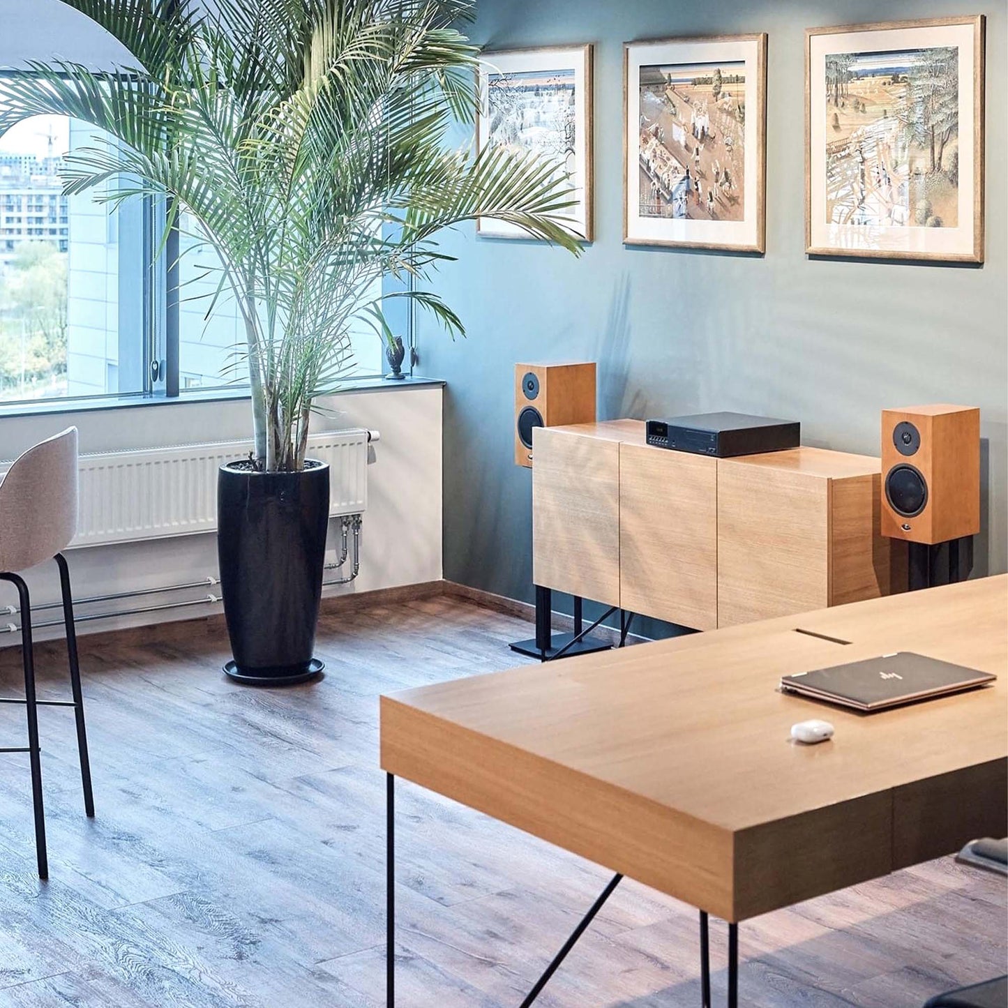 AIR executive desk | 2200 x 800 mm, integrated drawers, ash veneer