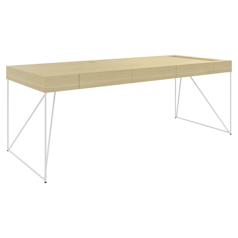 AIR executive desk | 2200 x 800 mm, integrated drawers, ash veneer