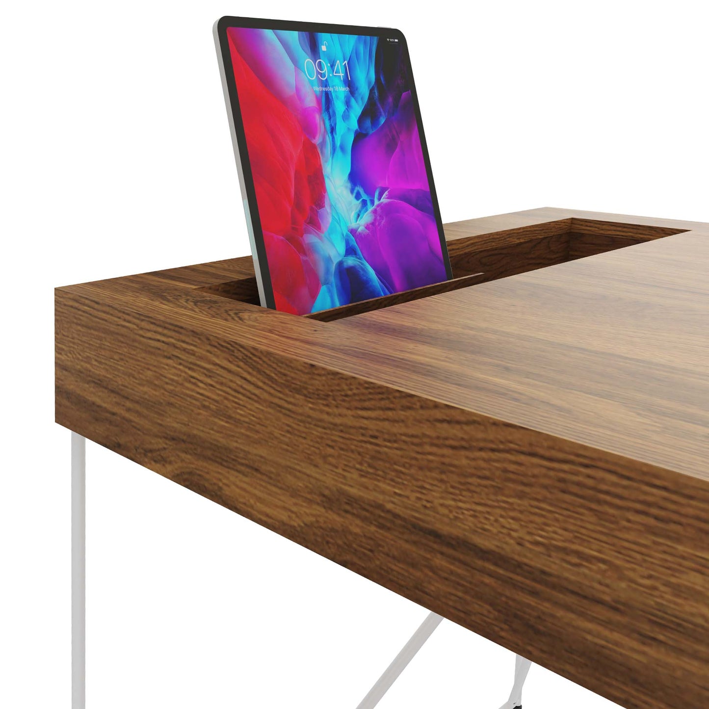 AIR Chefschreibtisch | 2200 x 800 mm, integrierte Schubladen, Nussbaum Furnier