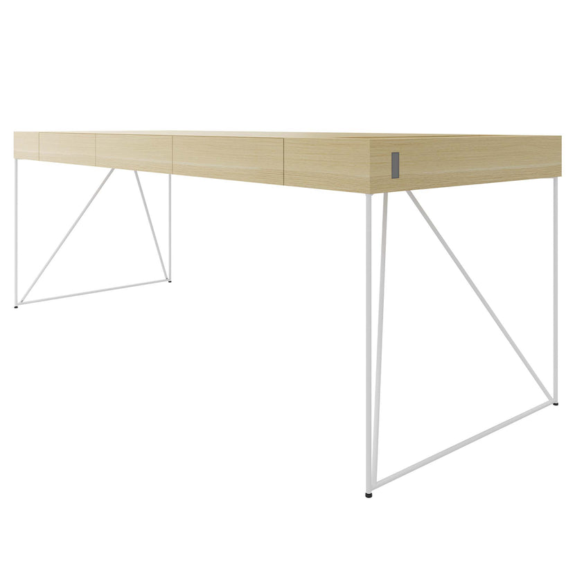 AIR executive desk | 2200 x 800 mm, integrated drawers, ash veneer