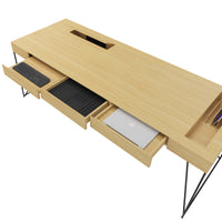 Bureau exécutif AIR | 2200 x 800 mm, tiroirs intégrés, placage chêne