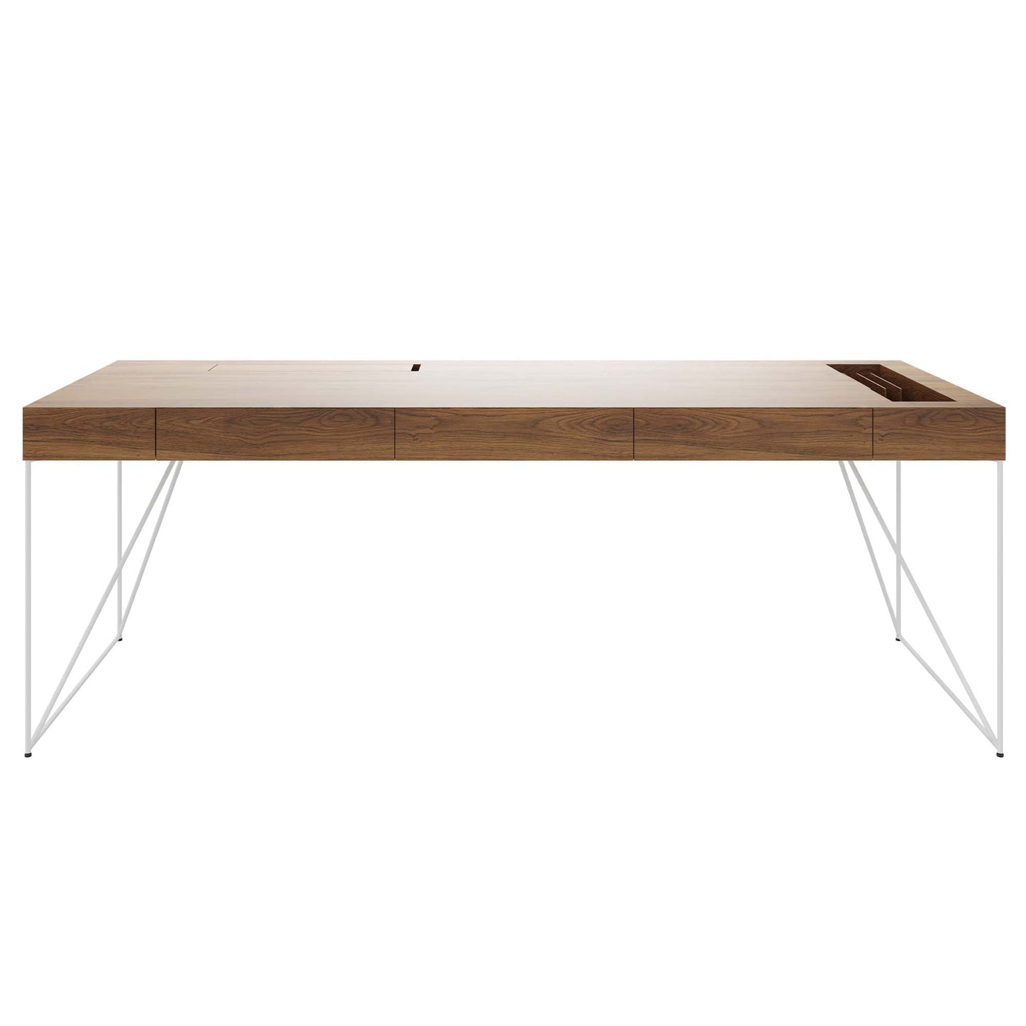 AIR Chefschreibtisch | 2200 x 800 mm, integrierte Schubladen, Nussbaum Furnier