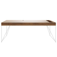 AIR Chefschreibtisch | 2200 x 800 mm, integrierte Schubladen, Nussbaum Furnier