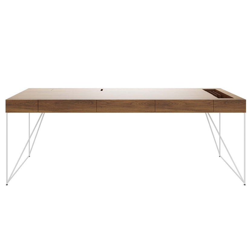 AIR Chefschreibtisch | 2200 x 800 mm, integrierte Schubladen, Nussbaum Furnier