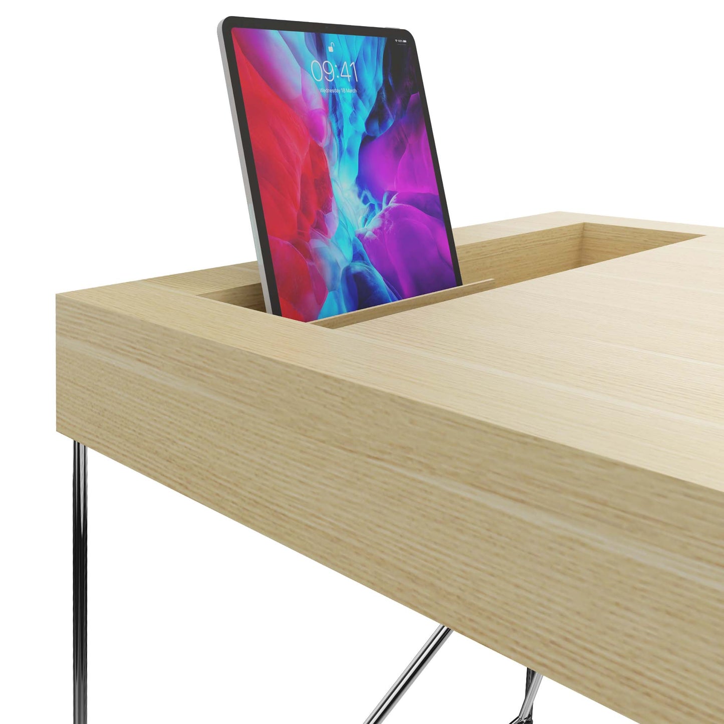 AIR executive desk | 2200 x 800 mm, integrated drawers, ash veneer