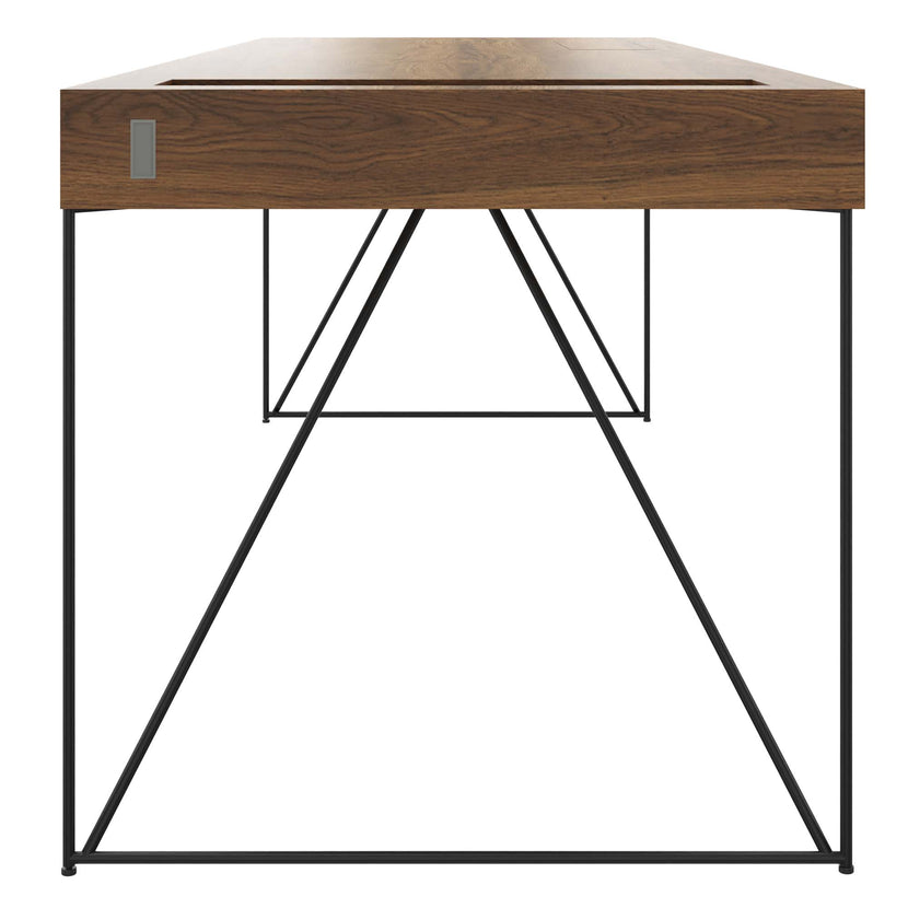 AIR Chefschreibtisch | 2200 x 800 mm, integrierte Schubladen, Nussbaum Furnier