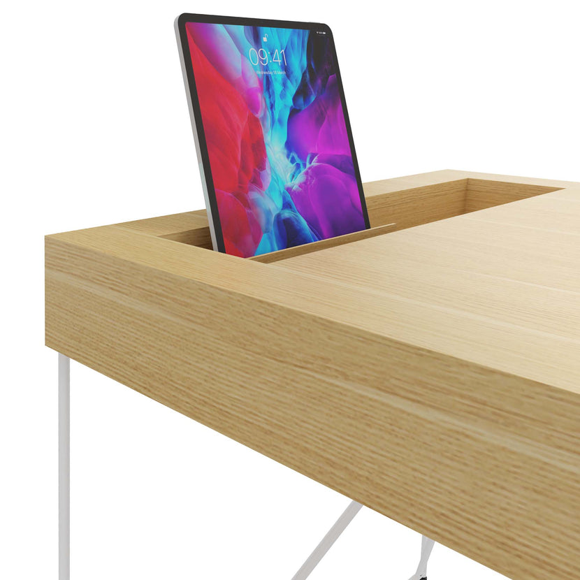 AIR executive desk | 2200 x 800 mm, integrated drawers, oak veneer