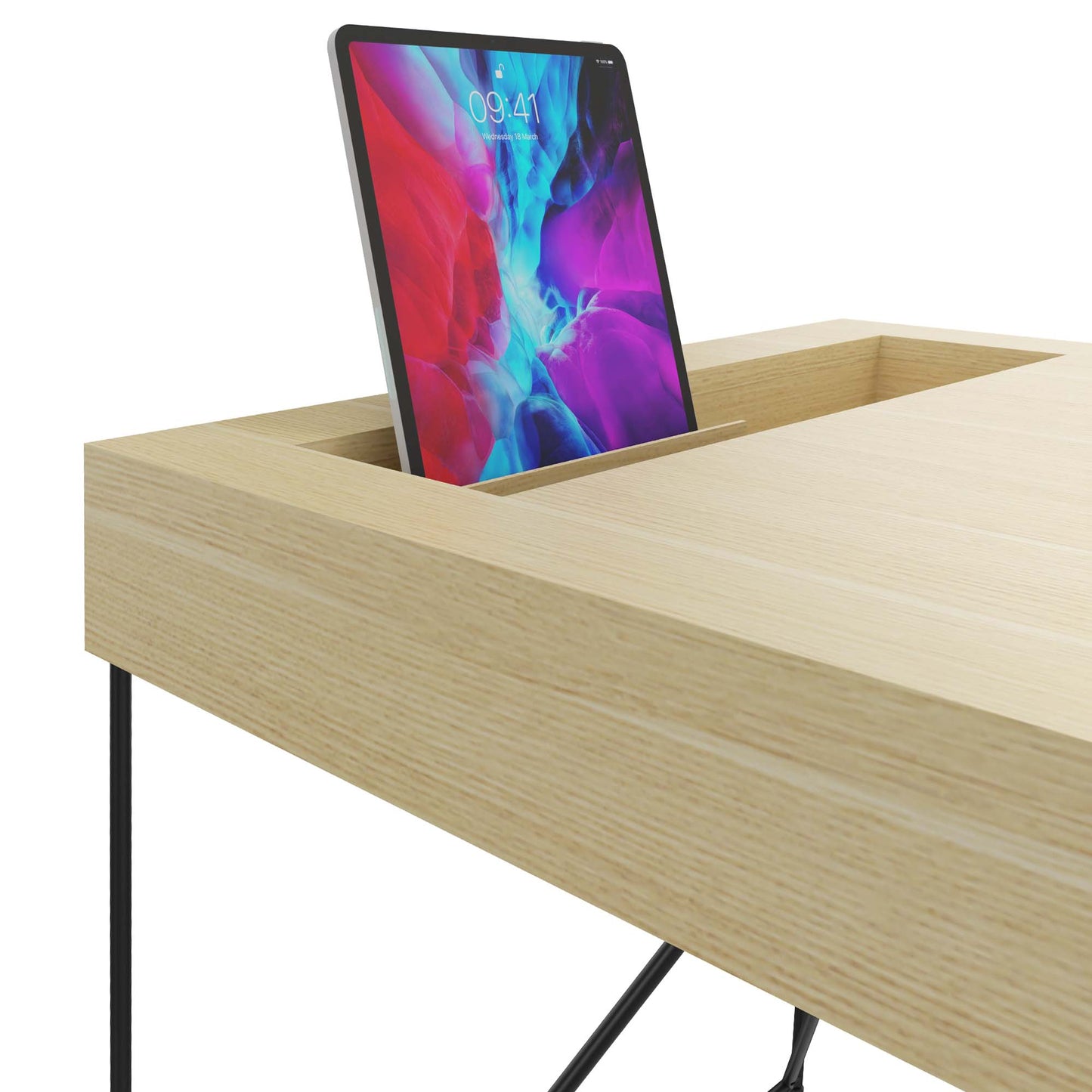 AIR executive desk | 2200 x 800 mm, integrated drawers, ash veneer