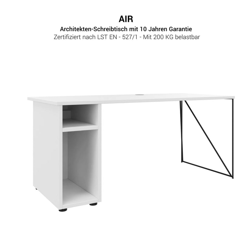 AIR Bureau | 1600 - 1800 mm, compartiment informatique, noix
