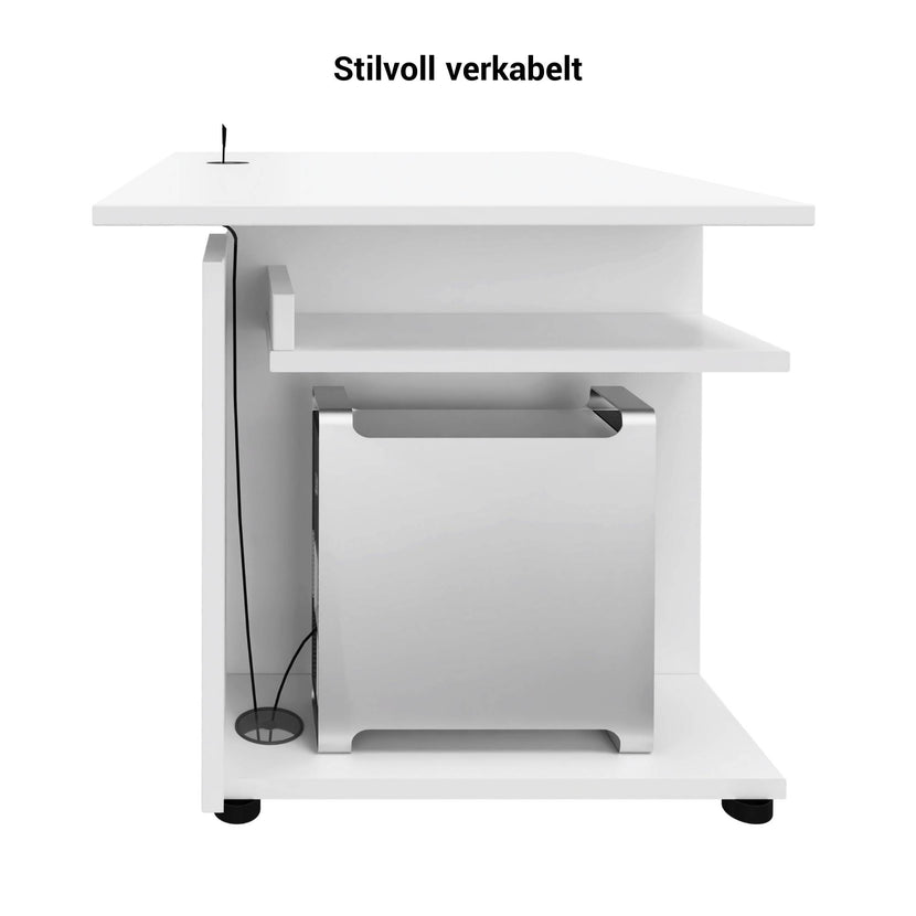 AIR Schreibtisch | 1600 - 1800 mm, Rechnerfach, Perlgrau