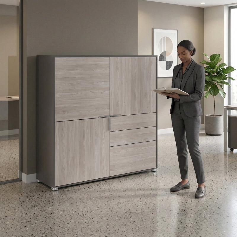 ARCOSIA Highboard | 1515 x 1515 mm, Schubladen mit Push-to-Open - 2 Main Image