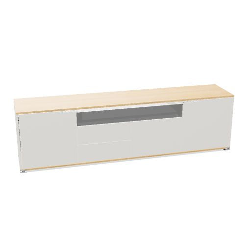 ARCOSIA Sideboard | 2215 x 615 mm, Schublade mit Glasfront, Push-to-Openpen