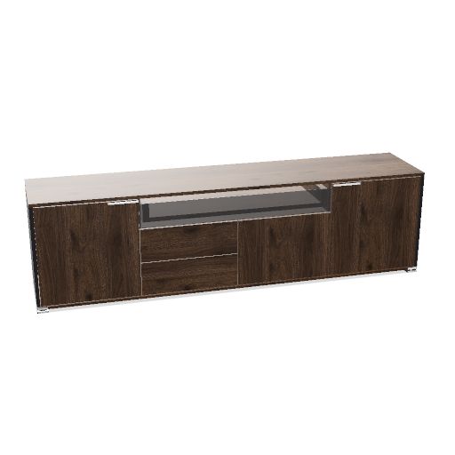 ARCOSIA Sideboard | 2215 x 615 mm, Schublade mit Glasfront, Push-to-Openpen