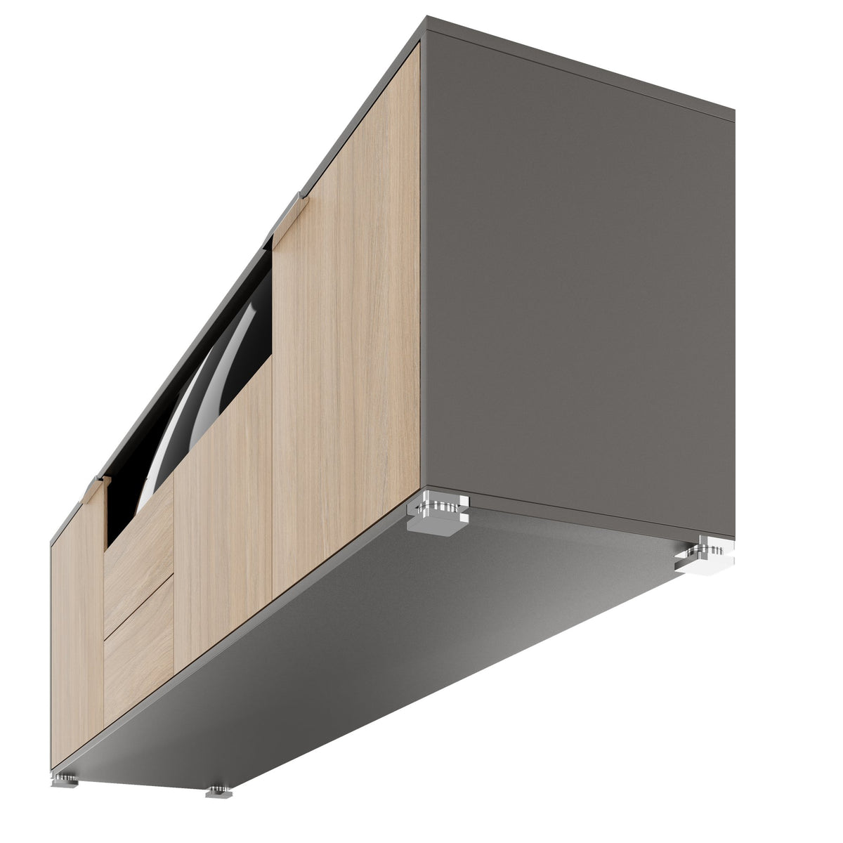 ARCOSIA Sideboard | 2215 x 615 mm, Schublade mit Glasfront, Push-to-Openpen