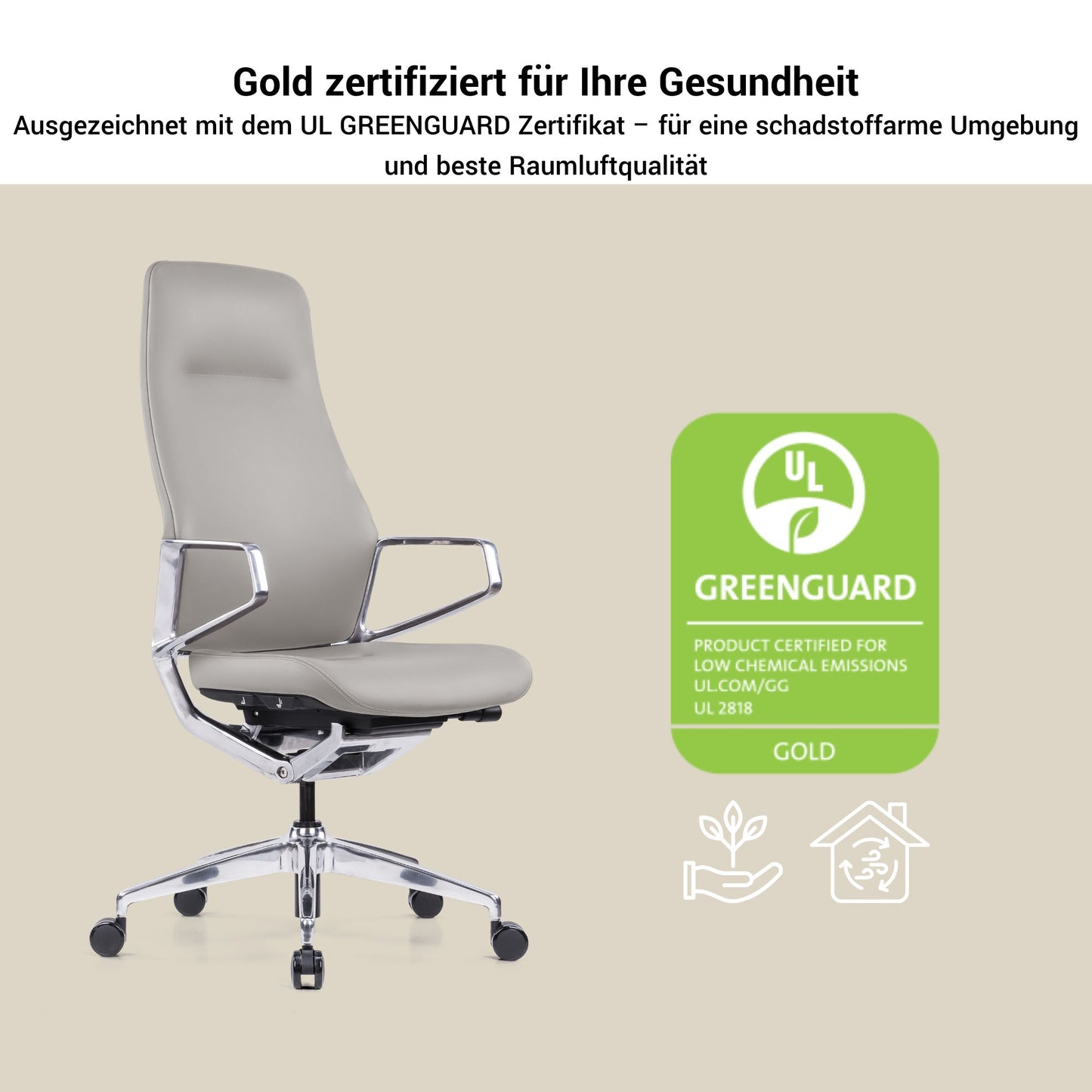 Chaise de bureau pivotante ARICO | Mécanisme synchrone, beige