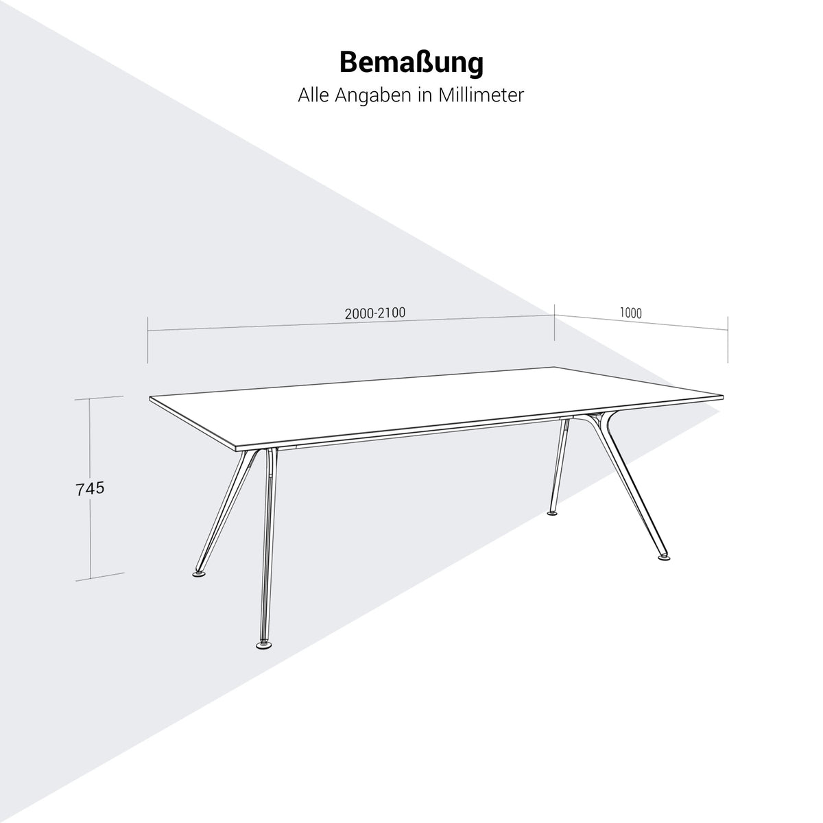 ARKONIS Schreibtisch | 2000-2200 x 745 mm, Glasplatte