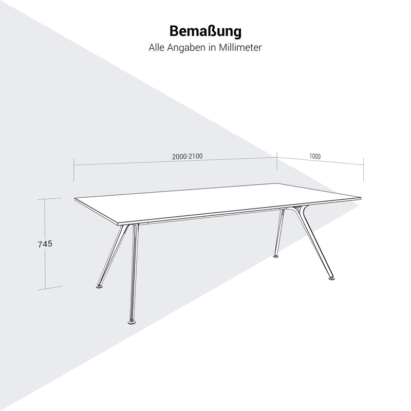 ARKONIS Schreibtisch | 2000-2200 x 745 mm, Glasplatte - 12 Main Image