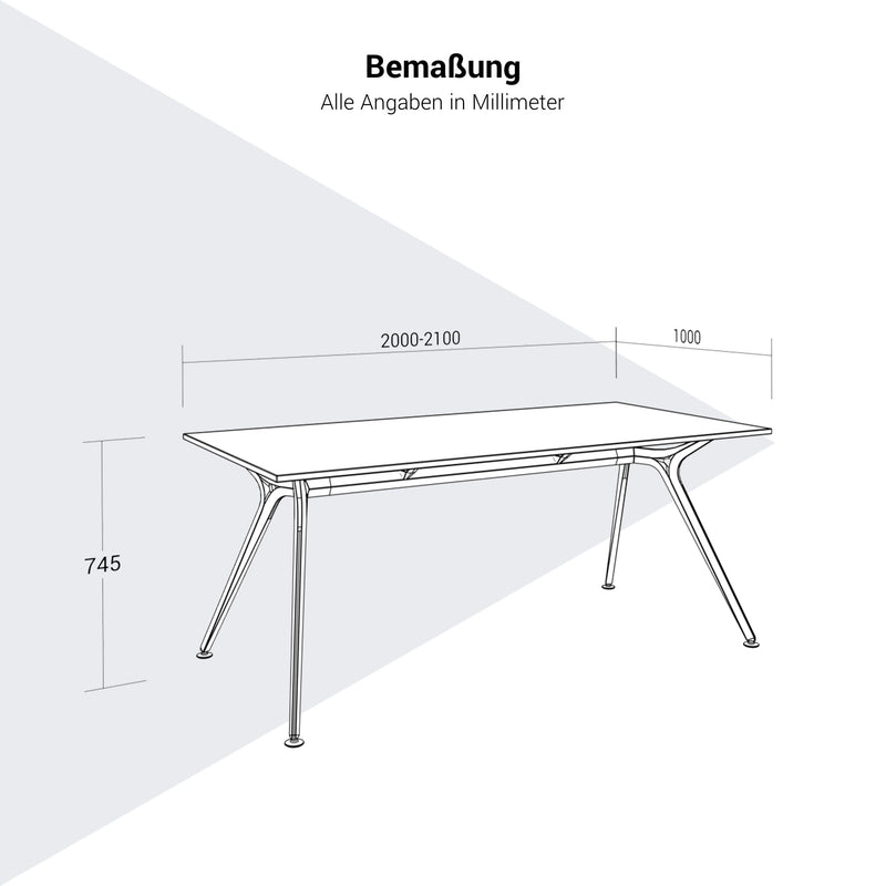 ARKONIS Schreibtisch | 2000-2200 x 745 mm, optionale Kabelklappe und Kniesichtblende - 26 Main Image