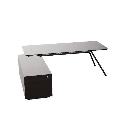 ARQUS Chefschreibtisch | 1930-2330 x 760 mm, Integriertes Sideboard, Echtholzfurnier