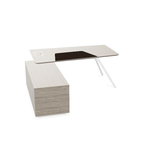 ARQUS Chefschreibtisch | 1930-2330 x 760 mm, Integriertes Sideboard, Echtholzfurnier
