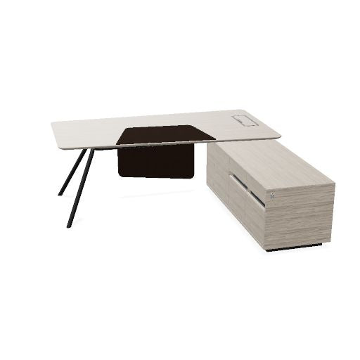 ARQUS Chefschreibtisch | 1930-2330 x 760 mm, Integriertes Sideboard, Echtholzfurnier