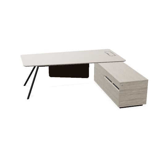 ARQUS Chefschreibtisch | 1930-2330 x 760 mm, Integriertes Sideboard, Echtholzfurnier