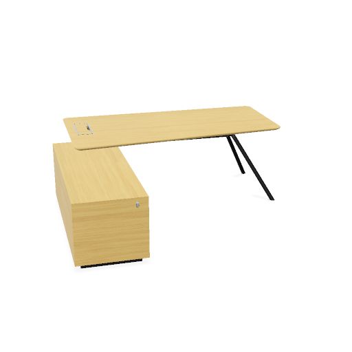 ARQUS Chefschreibtisch | 1930-2330 x 760 mm, Integriertes Sideboard, Echtholzfurnier