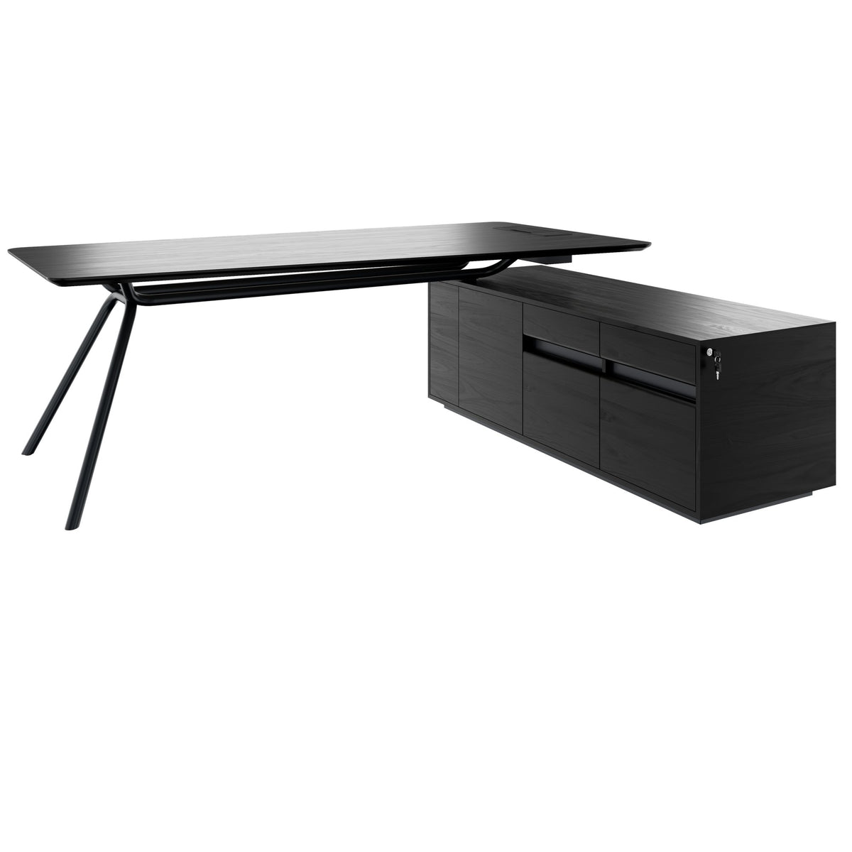 ARQUS Chefschreibtisch | 1930-2330 x 760 mm, Integriertes Sideboard, Echtholzfurnier - 2 Lightbox Main Image