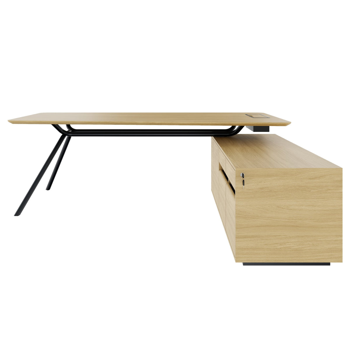 ARQUS Chefschreibtisch | 1930-2330 x 760 mm, Integriertes Sideboard, Echtholzfurnier - 4 Lightbox Main Image