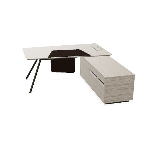 ARQUS Chefschreibtisch | 1930-2330 x 760 mm, Integriertes Sideboard, Echtholzfurnier