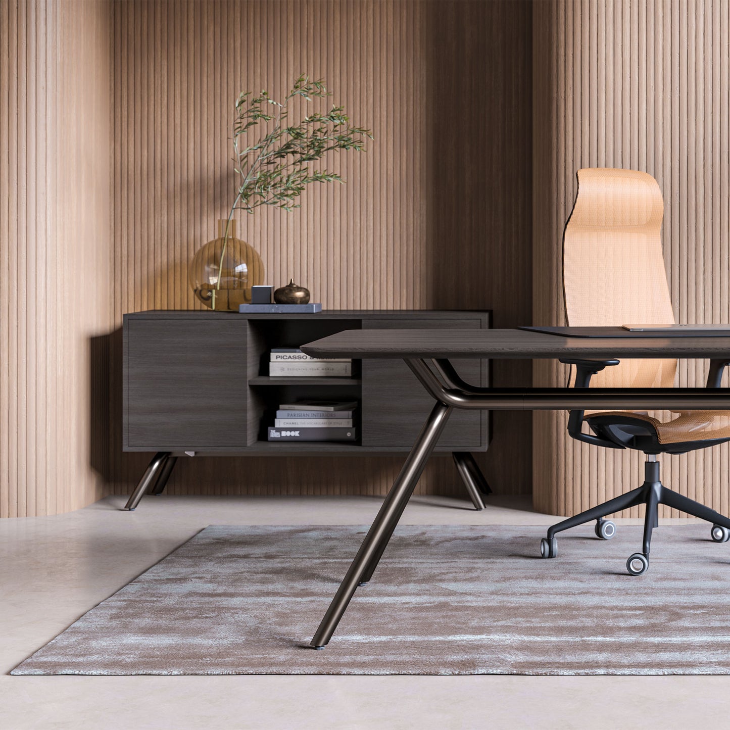 ARQUS Lowboard | 1400 x 760 mm, Push-To-Open, Echtholzfurnier