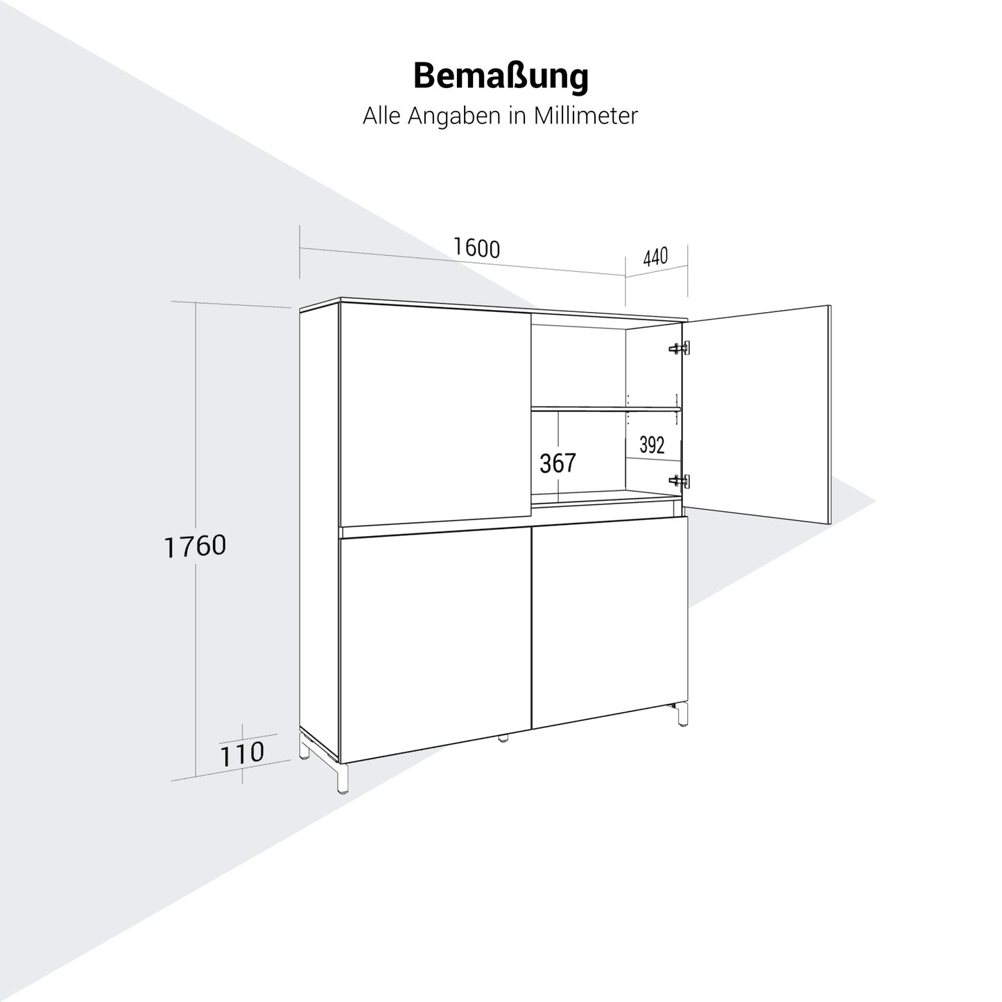 ART Aktenschrank | 4 OH, 1600 x 1760 mm, Dunkelgrau