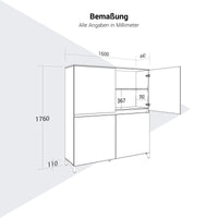 ART filing cabinet | 4 OH, 1600 x 1760 mm, wild oak anthracite