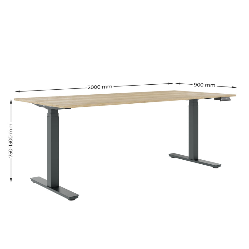 ART Executive Desk | 2000 x 900 mm, electrically height-adjustable, dark gray - 8 Main Image