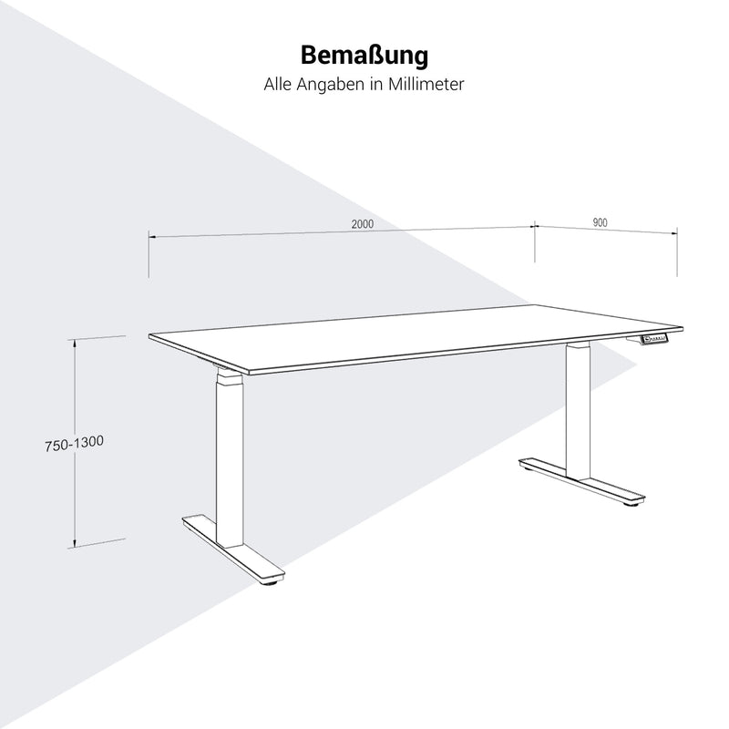 ART Chef-Schreibtisch | 2000 x 900 mm, elektrisch höhenverstellbar, Dunkelgrau - 8 Main Image