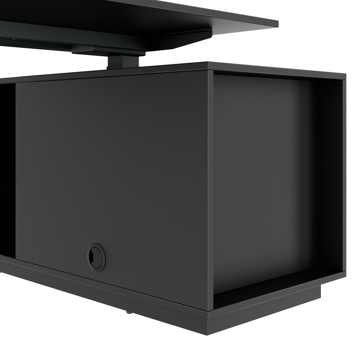ART Chief desk with sideboard | 2240 x 1800 mm, electrically height adjustable, dark gray
