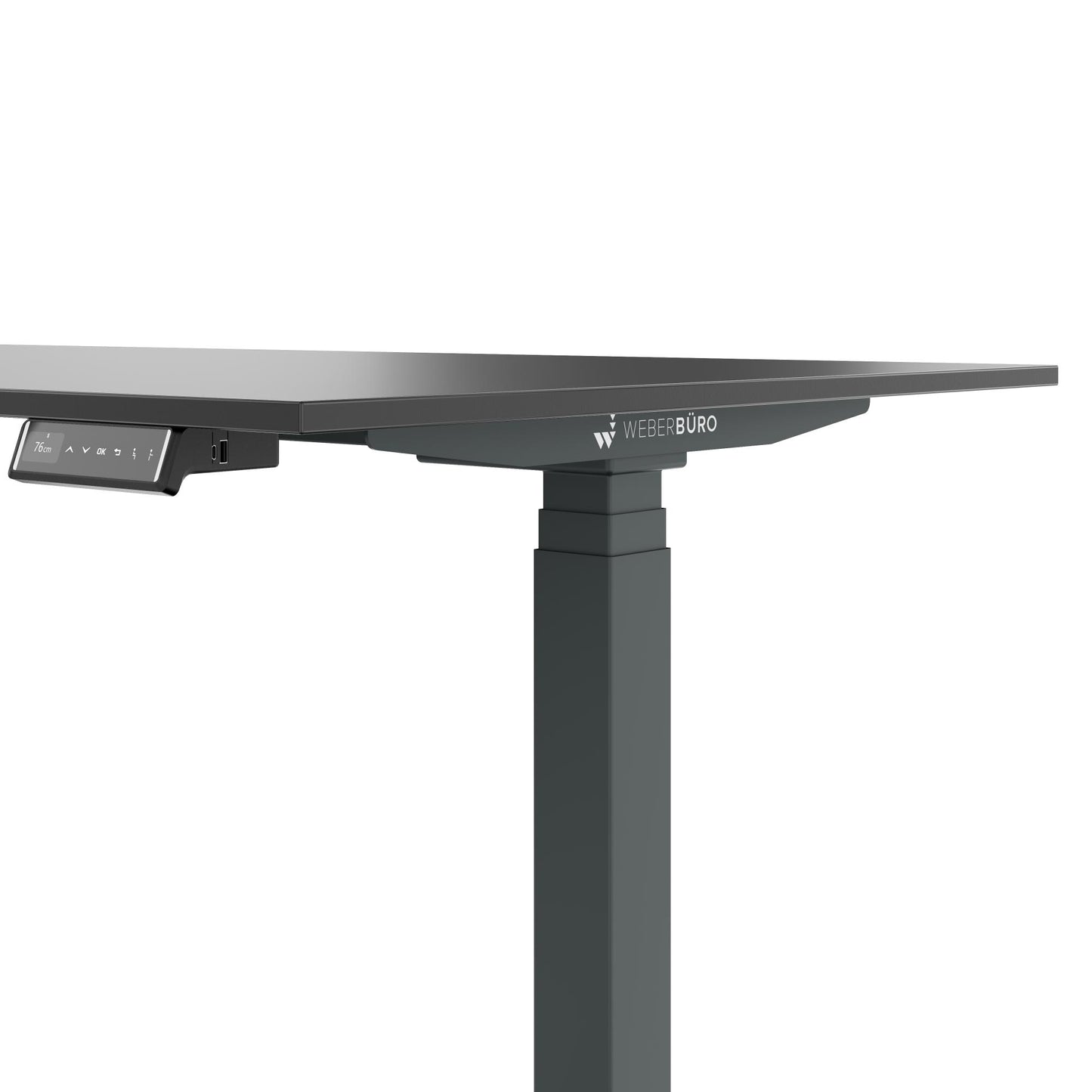 ART Chief desk with sideboard | 2240 x 1800 mm, electrically height adjustable, dark gray