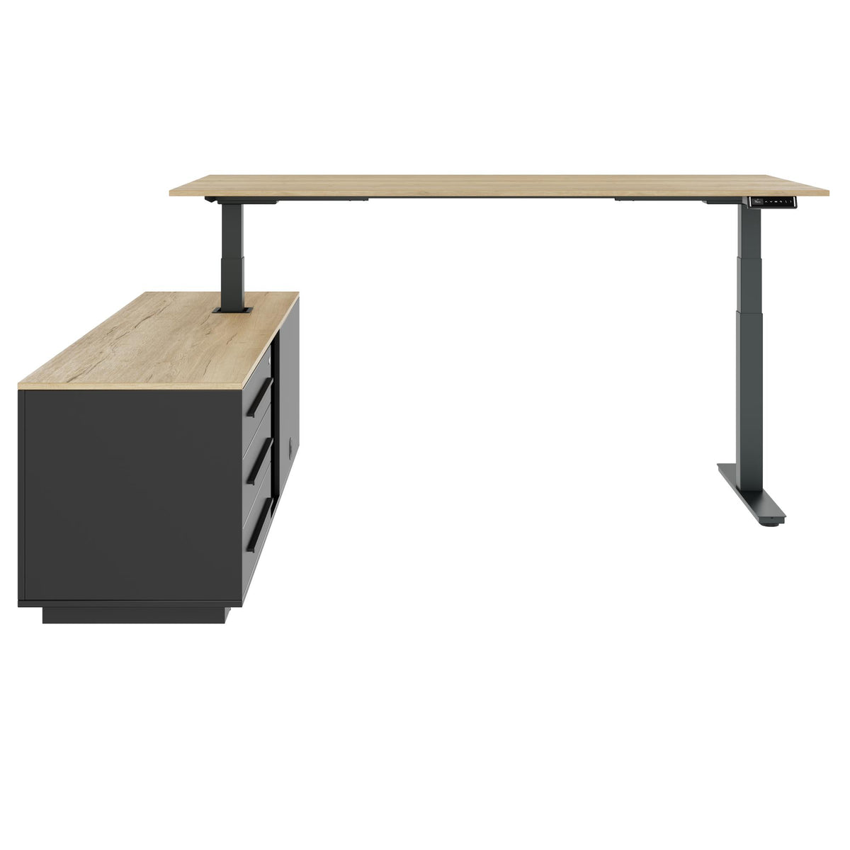 ART Chef-Schreibtisch mit Sideboard | 2130 x 1800 mm, elektrisch höhenverstellbar, Wildeiche - 5 Lightbox Main Image