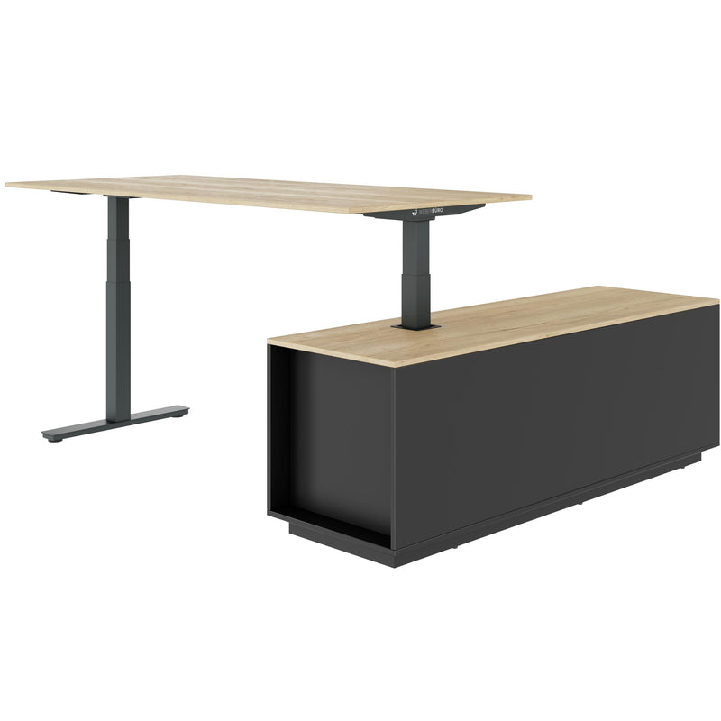 ART Chef-Schreibtisch mit Sideboard | 2130 x 1800 mm, elektrisch höhenverstellbar, Wildeiche - 7 Main Image